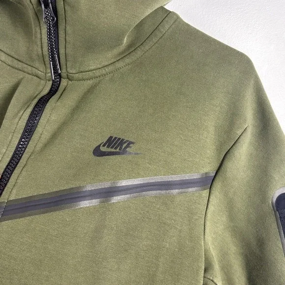 Nike Tech Fleece Windrunner Hoodie Jacket Olive Green Mens Large Full Zip Coat - Picture 6 of 16